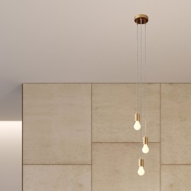 Creative Cables - Κρεμαστό Φωτιστικό 3φωτο Με Υφασμάτινο Καλώδιο Και Μεταλλικά Στοιχεία