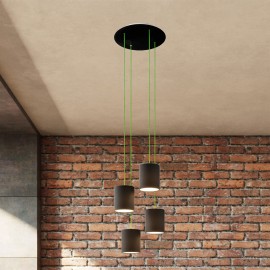 Creative Cables - Κρεμαστό Φωτιστικό 4φωτο Με Υφασμάτινα Κυλινδρικά Καπέλα