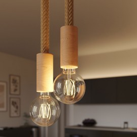 Creative Cables - Κρεμαστό Φωτιστικό 2φωτο Mε Καλώδιο Τριχιά 2XL Και Ξύλινα Αξεσουάρ Creative Cables - Κρεμαστό Φωτιστικό 2φωτο Mε Καλώδιο Τριχιά 2XL Και Ξύλινα Αξεσουάρ