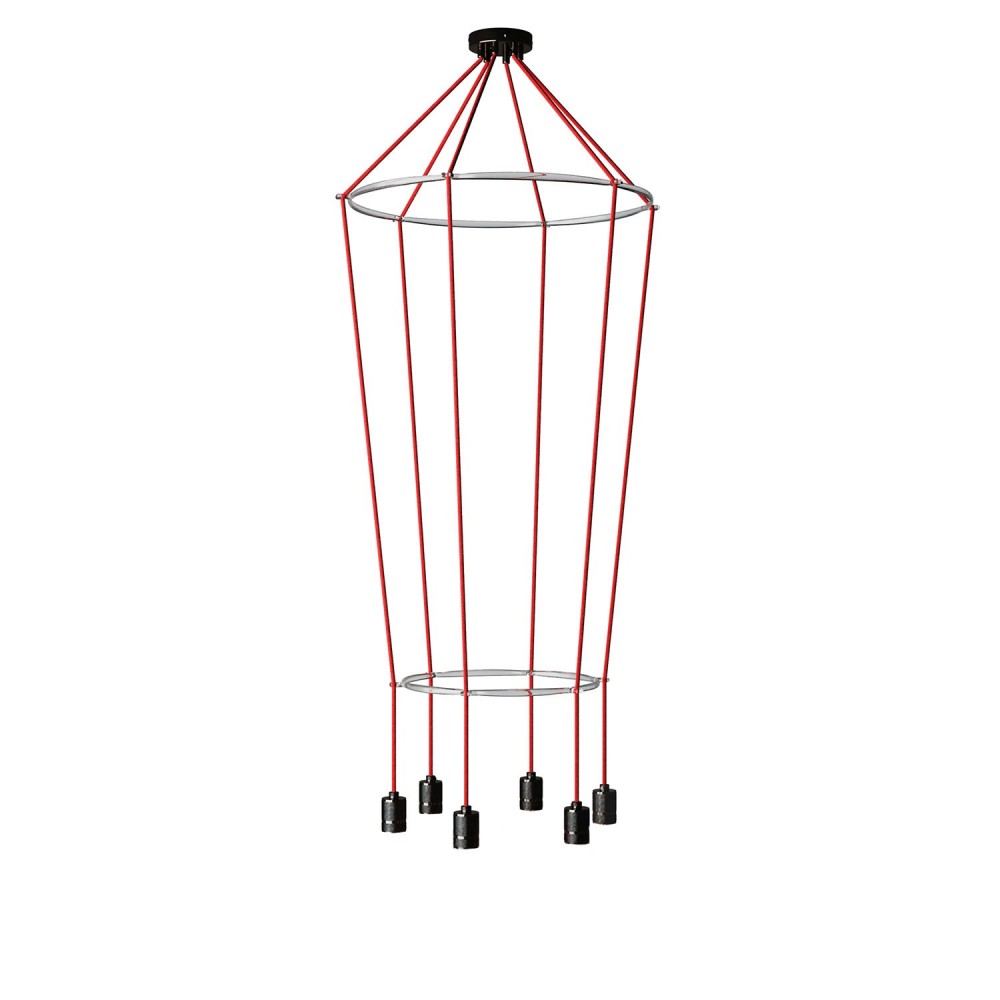 Creative Cables - 6φωτος Πολυέλαιος Με Διπλό Cage Globe