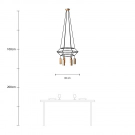 Creative Cables - 4φωτος Πολυέλαιος Με Τριπλό Cage Tub-E14