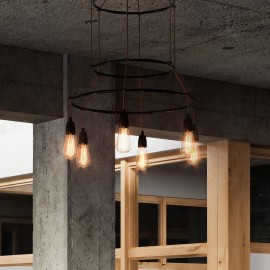 Creative Cables - 6φωτος Πολυέλαιος Με Τριπλό Cage Με Λάμπες Αχλάδι ST64