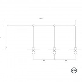 Creative Cables - Στεγανό Φωτιστικό Εξωτερικού Χώρου με 3 καπέλα IP65 Ε-Snake