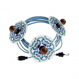 Creative Cables - Έτοιμη Γιρλάντα Lumet Maioliche 10m Υφασμάτινο Καλώδιο Πλακέ Με 3 Λάμπες