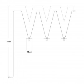 Creative Cables - Έτοιμη Γιρλάντα Lumet Maioliche 10m Υφασμάτινο Καλώδιο Πλακέ Με 3 Λάμπες