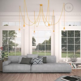 Creative Cables - Κεραμικό Φωτιστικό Αράχνη Με 6 Κρεμαστές Λάμπες Και Υφασμάτινο Καλώδιο Creative Cables - Κεραμικό Φωτιστικό Αράχνη Με 6 Κρεμαστές Λάμπες Και Υφασμάτινο Καλώδιο