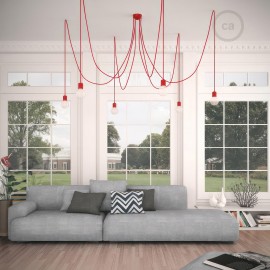 Creative Cables - Κεραμικό Φωτιστικό Αράχνη Με 6 Κρεμαστές Λάμπες Και Υφασμάτινο Καλώδιο Creative Cables - Κεραμικό Φωτιστικό Αράχνη Με 6 Κρεμαστές Λάμπες Και Υφασμάτινο Καλώδιο
