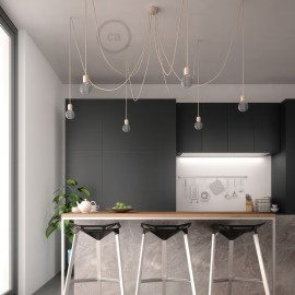 Creative Cables - Κεραμικό Φωτιστικό Αράχνη Με 6 Κρεμαστές Λάμπες Και Υφασμάτινο Καλώδιο Creative Cables - Κεραμικό Φωτιστικό Αράχνη Με 6 Κρεμαστές Λάμπες Και Υφασμάτινο Καλώδιο