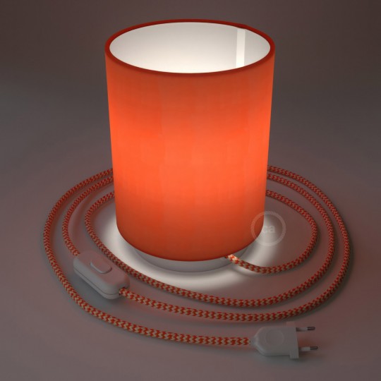 Creative Cables - Επιτραπέζιο Μεταλλικό Φωτιστικό Posaluce Νε Κεραμιδί Κυλινδρικό Καπέλο