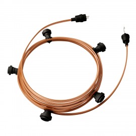 Creative Cables - Έτοιμη Γιρλάντα Lumet 7,5m Υφασμάτινο Καλώδιο Πλακέ Με 5 Μαύρα Ντουί