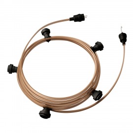 Creative Cables - Έτοιμη Γιρλάντα Lumet 7,5m Υφασμάτινο Καλώδιο Πλακέ Με 5 Μαύρα Ντουί