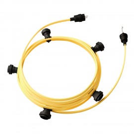 Creative Cables - Έτοιμη Γιρλάντα Lumet 7,5m Υφασμάτινο Καλώδιο Πλακέ Με 5 Μαύρα Ντουί