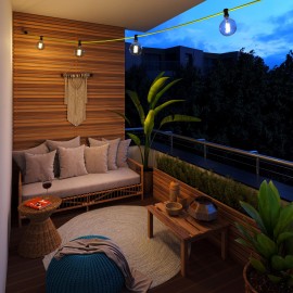 Creative Cables - Έτοιμη Γιρλάντα Lumet 7,5m Υφασμάτινο Καλώδιο Πλακέ Με 5 Μαύρα Ντουί