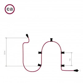Creative Cables - Έτοιμη Γιρλάντα Lumet 7,5m Υφασμάτινο Καλώδιο Πλακέ Με 5 Μαύρα Ντουί
