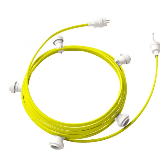 Creative Cables - Έτοιμη Γιρλάντα Lumet 7,5m Υφασμάτινο Καλώδιο Πλακέ Με 5 Λευκά Ντουί