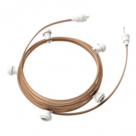 Creative Cables - Έτοιμη Γιρλάντα Lumet 7,5m Υφασμάτινο Καλώδιο Πλακέ Με 5 Λευκά Ντουί