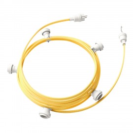 Creative Cables - Έτοιμη Γιρλάντα Lumet 7,5m Υφασμάτινο Καλώδιο Πλακέ Με 5 Λευκά Ντουί