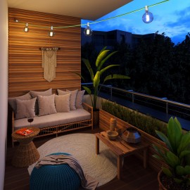 Creative Cables - Έτοιμη Γιρλάντα Lumet 7,5m Υφασμάτινο Καλώδιο Πλακέ Με 5 Λευκά Ντουί