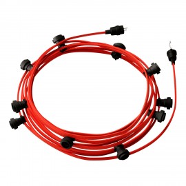 Creative Cables - Έτοιμη Γιρλάντα Lumet 12,5m Υφασμάτινο Καλώδιο Πλακέ Με 10 Μαύρα Ντουί