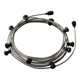 Creative Cables - Έτοιμη Γιρλάντα Lumet 12,5m Υφασμάτινο Καλώδιο Πλακέ Με 10 Μαύρα Ντουί