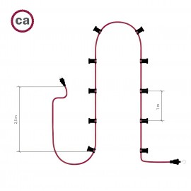 Creative Cables - Έτοιμη Γιρλάντα Lumet 12,5m Υφασμάτινο Καλώδιο Πλακέ Με 10 Μαύρα Ντουί