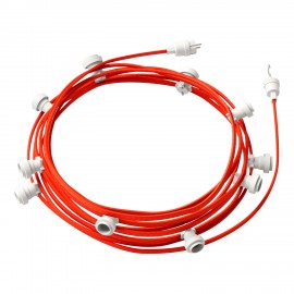 Creative Cables - Έτοιμη Γιρλάντα Lumet 12,5m Υφασμάτινο Καλώδιο Πλακέ Με 10 Λευκά Ντουί