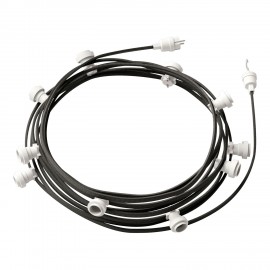 Creative Cables - Έτοιμη Γιρλάντα Lumet 12,5m Υφασμάτινο Καλώδιο Πλακέ Με 10 Λευκά Ντουί