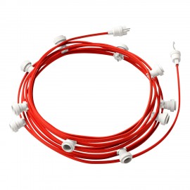 Creative Cables - Έτοιμη Γιρλάντα Lumet 12,5m Υφασμάτινο Καλώδιο Πλακέ Με 10 Λευκά Ντουί