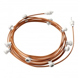 Creative Cables - Έτοιμη Γιρλάντα Lumet 12,5m Υφασμάτινο Καλώδιο Πλακέ Με 10 Λευκά Ντουί