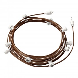 Creative Cables - Έτοιμη Γιρλάντα Lumet 12,5m Υφασμάτινο Καλώδιο Πλακέ Με 10 Λευκά Ντουί