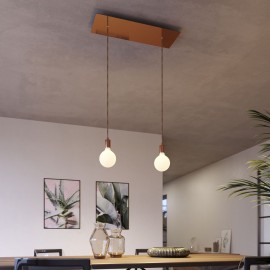 Creative Cables  - Κρεμαστό Φωτιστικό 2φωτο Με Ορθογώνια Ροζέτα Και Μεταλλικά Αξεσουάρ