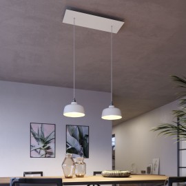 Creative Cables - Κρεμαστό Φωτιστικό 2φωτο Με Ορθογώνια Ροζέτα Και Κεραμικά Καπέλα Coppa