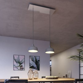 Creative Cables - Κρεμαστό Φωτιστικό 2φωτο Με Ορθογώνια Ροζέτα Και Κεραμικά Καπέλα Coppa