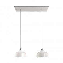 Creative Cables - Κρεμαστό Φωτιστικό 2φωτο Με Ορθογώνια Ροζέτα Και Κεραμικά Καπέλα Coppa