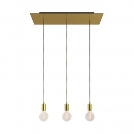 Creative Cables - Μοντέρνο Κρεμαστό Φωτιστικό 3φωτο Με Ορθογώνια Rοζέτα Μεταλλικά Στοιχεία