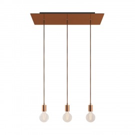 Creative Cables - Μοντέρνο Κρεμαστό Φωτιστικό 3φωτο Με Ορθογώνια Rοζέτα Μεταλλικά Στοιχεία