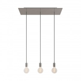 Creative Cables - Μοντέρνο Κρεμαστό Φωτιστικό 3φωτο Με Ορθογώνια Rοζέτα Μεταλλικά Στοιχεία