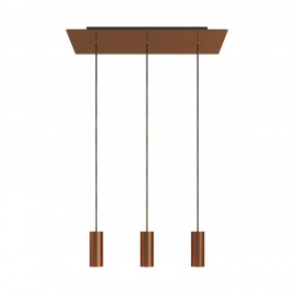 Creative Cables - Κρεμαστό Φωτιστικό 3φωτο Με Ορθογώνια Ροζέτα Και Μεταλλικά Σποτ Tub-E14