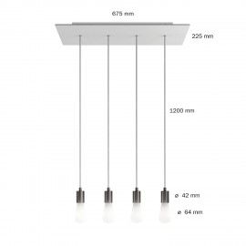 Crative Cables - Κρεμαστό 4φωτο Με Ορθογώνια Ροζέτα Και Μεταλλικά Στοιχεία