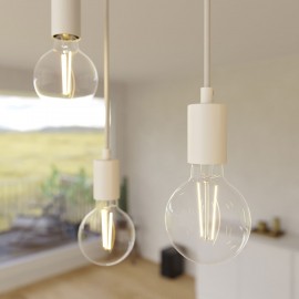 Κρεμαστό Φωτιστικό 5φωτο, με ορθογώνια ροζέτα Rose-One XXL 675 mm, υφασμάτινο καλώδιο και μεταλλικά στοιχεία