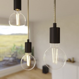 Κρεμαστό Φωτιστικό 5φωτο, με ορθογώνια ροζέτα Rose-One XXL 675 mm, υφασμάτινο καλώδιο και μεταλλικά στοιχεία