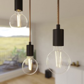 Κρεμαστό Φωτιστικό 5φωτο, με ορθογώνια ροζέτα Rose-One XXL 675 mm, υφασμάτινο καλώδιο και μεταλλικά στοιχεία