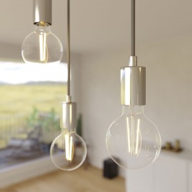 Κρεμαστό Φωτιστικό 5φωτο, με ορθογώνια ροζέτα Rose-One XXL 675 mm, υφασμάτινο καλώδιο και μεταλλικά στοιχεία