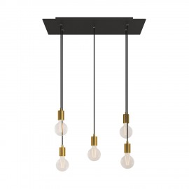 Κρεμαστό Φωτιστικό 5φωτο, με ορθογώνια ροζέτα Rose-One XXL 675 mm, υφασμάτινο καλώδιο και μεταλλικά στοιχεία