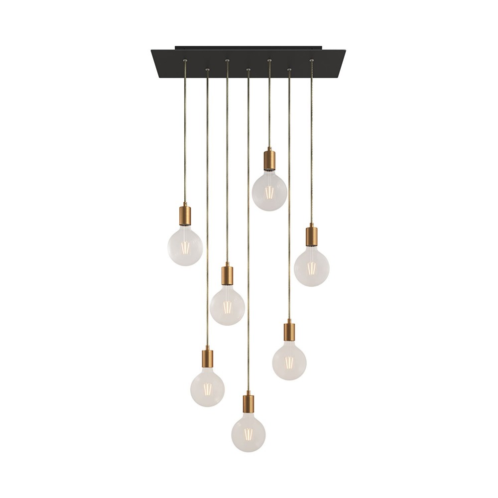 Creative Cables - Κρεμαστό Φωτιστικό 7φωτο Με Ορθογώνια Ροζέτα Και Μεταλλικά Στοιχεία