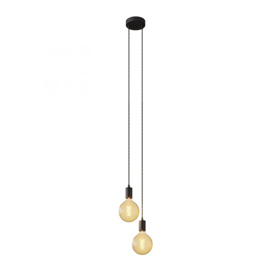 Creative Cables - Κρεμαστό Φωτιστικό 2φωτο Με Υφασμάτινο Καλώδιο Και Μεταλλικά Στοιχεία