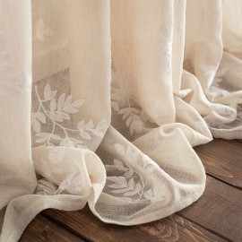 Κουρτίνα με τρουκς 140x280cm GOFIS HOME  Leaf Beige AW24 532/06 Κουρτίνα με τρουκς 140x280cm GOFIS HOME  Leaf Beige AW24 532/06