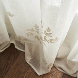 Κουρτίνα με σιρίτι 140x280cm GOFIS HOME  Leaf Offwhite AW24 532/05 Κουρτίνα με σιρίτι 140x280cm GOFIS HOME  Leaf Offwhite AW24 532/05