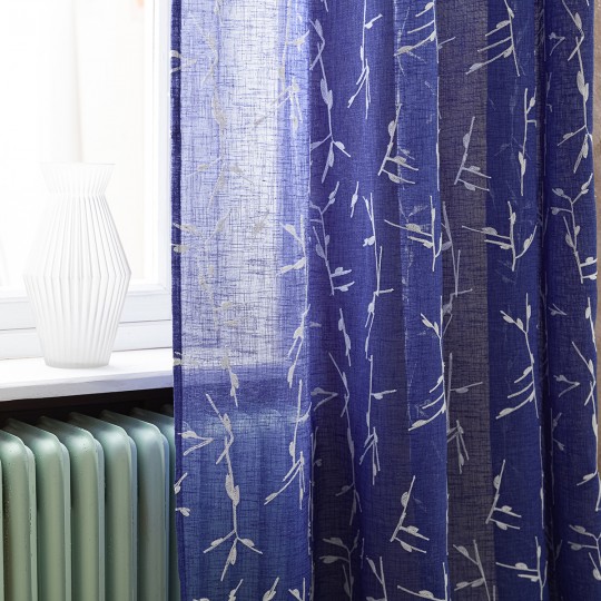 Κουρτίνα με σιρίτι 140x280cm GOFIS HOME  Leaf Marine Blue 535/ 09