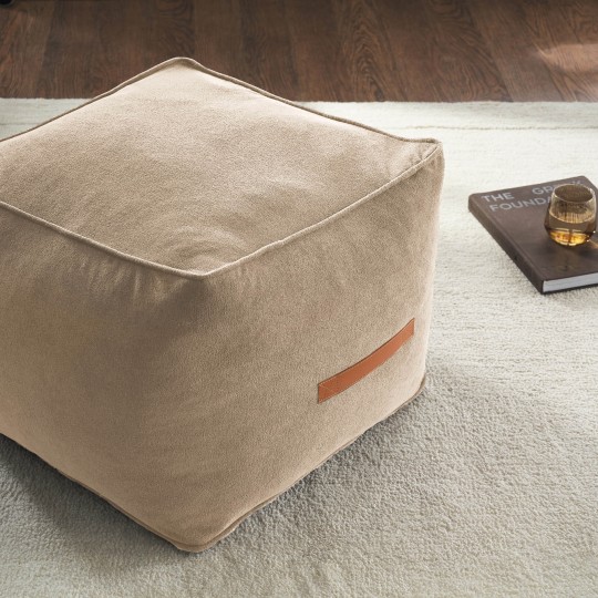 GOFIS HOME - Πουφ 40x50x50cm Nadinia Canvas Beige 137/06